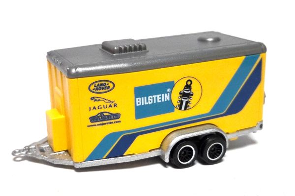 gebraucht! Majorette Auto - Anhänger geschlossen Trailer gelb/blau Bilstein - neuwertig