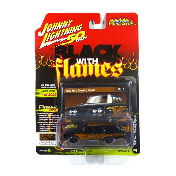 Johnny Lightning JLSF013A-2 Ford Country Squire schwarz/braun - Black with Flames Maßstab 1:64 Model