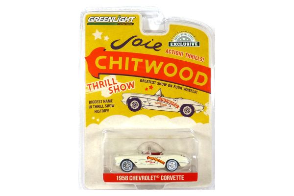 Greenlight 30330 Chevrolet Corvette Cabrio "Chitwood Thrill Show" weiss 1958 - Exclusive Maßstab 1:6