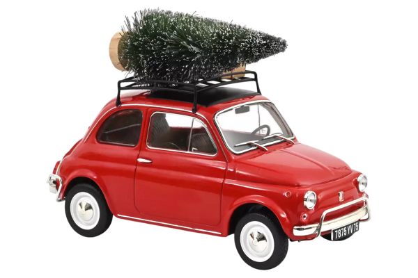 Norev Fiat 500 L rot mit Weihnachtsbaum 1968, 1:18