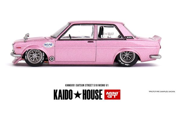 Kaidohouse KHMG091 Datsun 510 Street Nismo V1 rosa metallic (RHD) MiniGT Maßstab 1:64 Modellauto